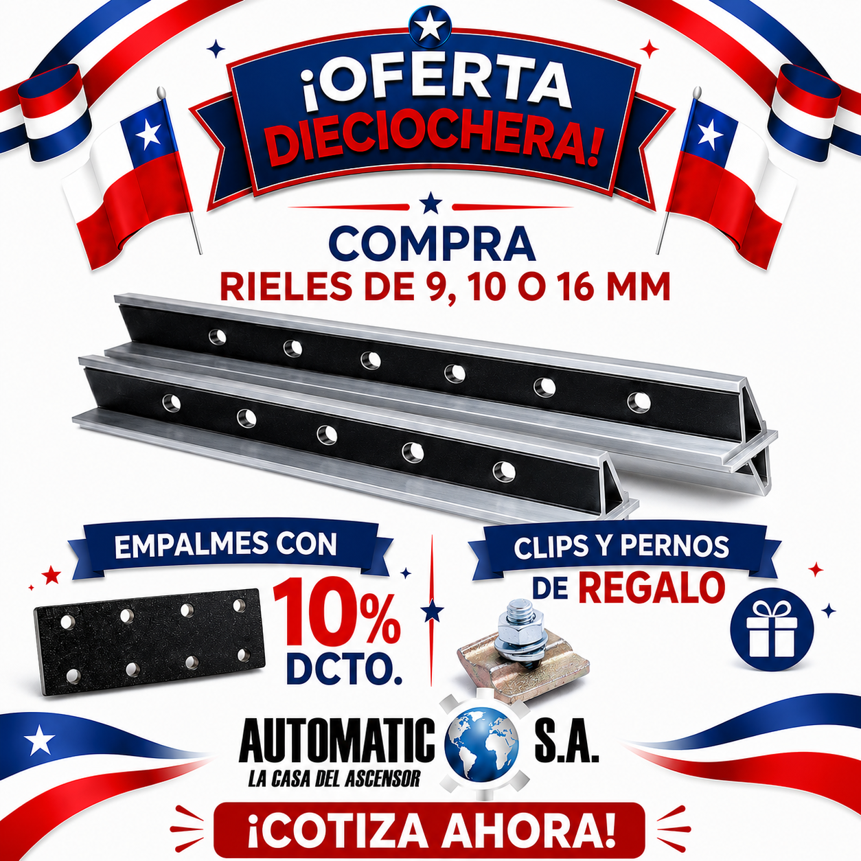 OFERTA SEPTIEMBRE 2026 - EMPALMES PARA RIELES - 10% DESCUENTO